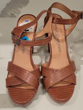 Chinese Laundry Cognac Textured Strappy Sandals Size 10 New